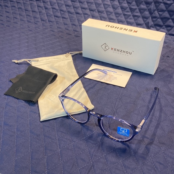 KENZHOU Anti-Blue Ray Glasses. Blue clear frames. Flexible Temples. New in Box. - Picture 4 of 10